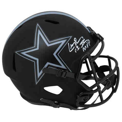 Larry Brown Signed Dallas Cowboys Eclipse Black Matte Riddell Full Size Speed Replica Helmet w/SB XXX MVP