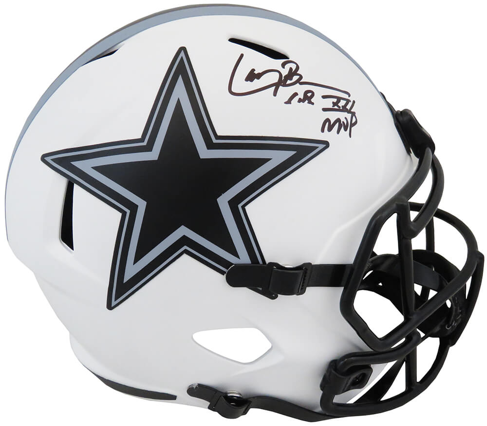 Larry Brown Signed Dallas Cowboys Eclipse Black Matte Riddell Full Size  Speed Helmet w/SB XXX MVP - Schwartz Authenticated