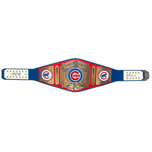 Kris Bryant & Ben Zobrist Signed Chicago Cubs 53x12 WWE Legacy Full Size Auth Blue Wrestling Belt w/MVP Insc