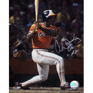 Al Bumbry Signed Baltimore Orioles Orange Jersey Swinging 8x10 Photo
