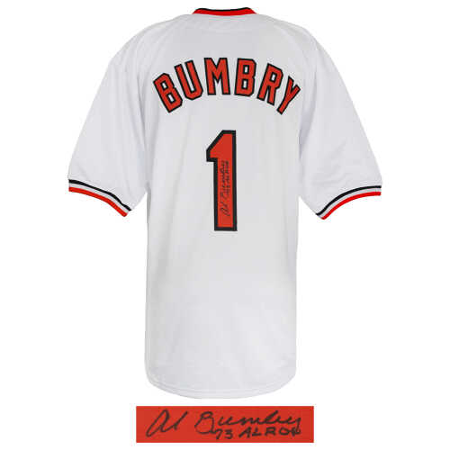 Al Bumbry Signed White Throwback Custom Baseball Jersey w/1973 AL ROY - Image 2