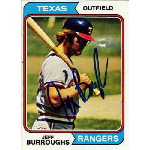 Jeff Burroughs Signed Texas Rangers 1974 Topps Baseball Trading  Card #233