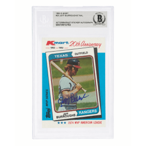 Jeff Burroughs Signed Rangers 1982 Topps Kmart Baseball Trading Card #25 - (Beckett - Auto Sticker)