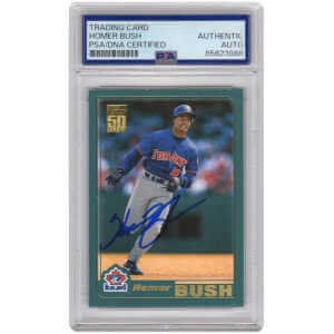 Homer Bush Signed Blue Jays Baseball Trading Card (Various) – (PSA Encapsulated)