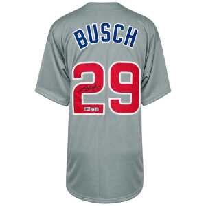 Michael Busch Signed Grey Custom Baseball Jersey