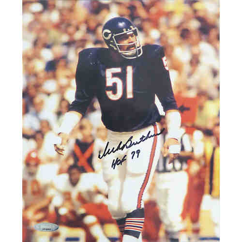 Dick Butkus Signed Chicago Bears 8x10 Photo w/HOF 79 (Tri-Star)