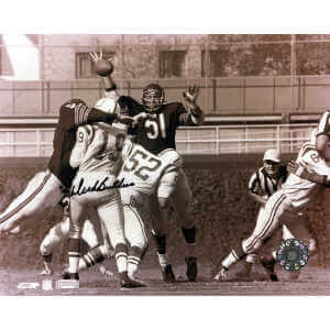 Dick Butkus Signed Chicago Bears vs Colts B&W 8x10 Photo