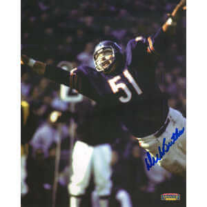 Dick Butkus Signed Chicago Bears Navy Jersey Action Close Up 8x10 Photo