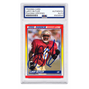LeRoy Butler Signed 1990 Score Rookie Football Trading Card #619 - (PSA Encapsulated)
