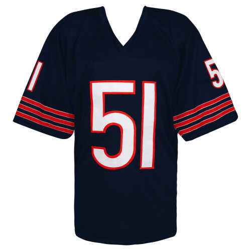 Dick Butkus Signed Navy Embroidered Stat Custom Football Jersey - (Beckett) - Image 3