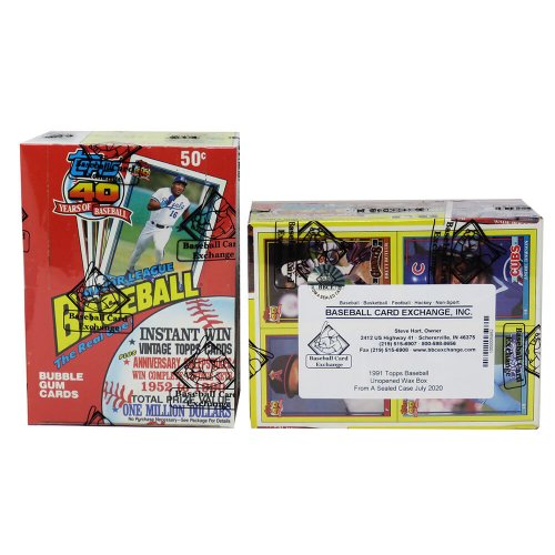 1991 Topps Baseball Unopened Wax Box BBCE Wrapped From A Sealed Case (FASC) - 36 Packs - Image 2