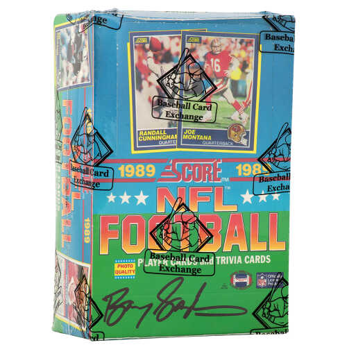 1989 Score Football Unopened Wax Box BBCE Sealed Wrapped - 36 Packs  (Barry Sanders Signed Box)