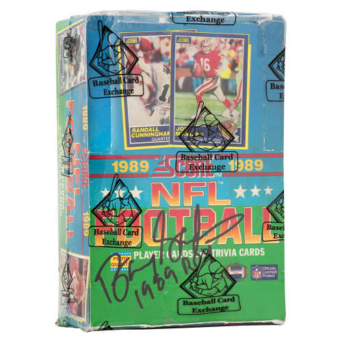 1989 Score Football Unopened Wax Box BBCE Sealed Wrapped - 36 Packs  (Barry Sanders Signed Box w/1989 ROY)