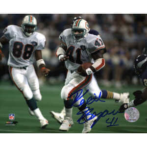 Keith Byars Signed Miami Dolphins White Jersey Action 8x10 Photo