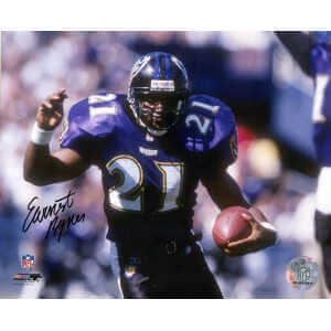 Earnest Byner Signed Baltimore Ravens Purple Jersey Action 8x10 Photo