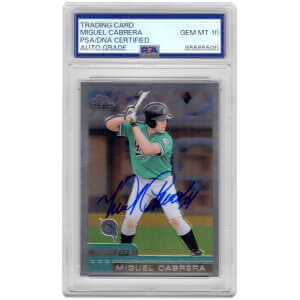 Miguel Cabrera Signed Marlins 2000 Topps Chrome Traded Rookie Baseball Card #T40 - (PSA / Auto Grade 10)