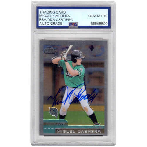 Miguel Cabrera Signed Marlins 2000 Topps Chrome Traded Rookie Baseball Card #T40 - (PSA / Auto Grade 10)