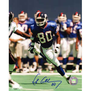 Chris Calloway Signed New York Giants Blue Jersey Action 8x10 Photo