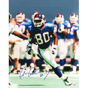 Chris Calloway Signed New York Giants Blue Jersey Action 16x20 Photo