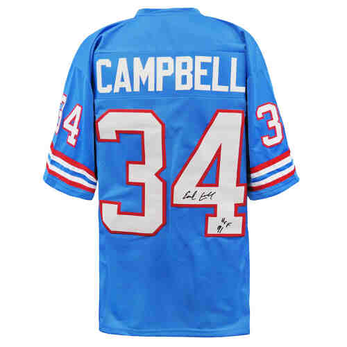 Earl Campbell Signed Blue Throwback Custom Football Jersey w/HOF'91