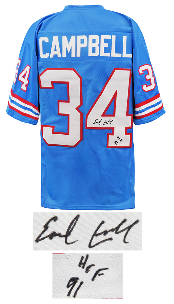 Earl Campbell Signed Blue Throwback Custom Football Jersey w/HOF'91 -  Schwartz Authenticated