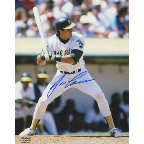 Jose Canseco Signed Oakland A's (Athletics) White Jersey Batting Action 8x10 Photo