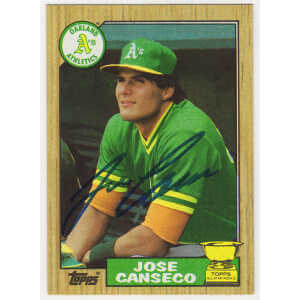 Jose Canseco Signed Oakland A's (Athletics) 1987 Topps Baseball Card #620