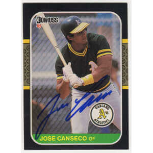 Jose Canseco Signed Oakland A's (Athletics) 1987 Donruss Baseball Card #97