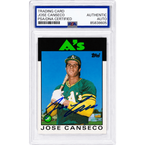 Jose Canseco Signed Oakland A's (Athletics) 1986 Topps Traded Rookie Baseball Card #20T - (PSA Encapsulated)
