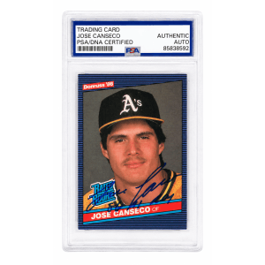 Jose Canseco Signed Oakland A's (Athletics) 1986 Donruss Rookie Baseball Card #39 w/86 AL ROY - (PSA Encapsulated)