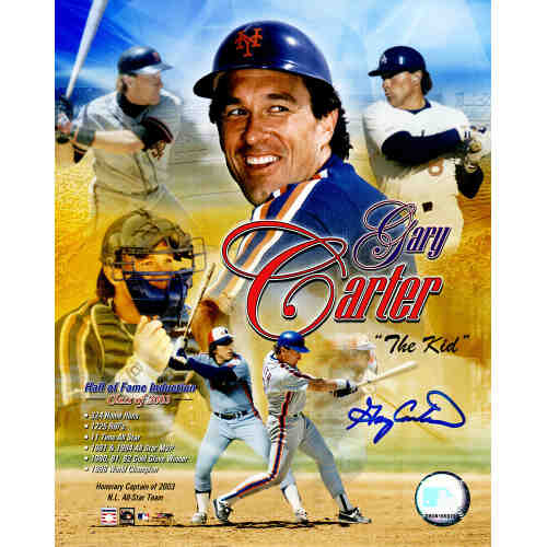 Gary Carter Signed New York Mets Hall of Fame Collage 8x10 Photo