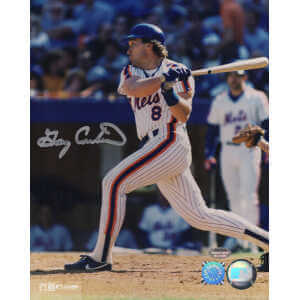 Gary Carter Signed New York Mets Swinging Action 8x10 Photo