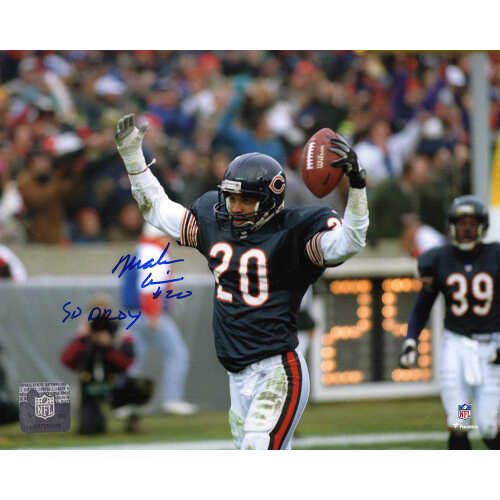 Mark Carrier Signed Chicago Bears Arms Raised With Football 8x10 Photo w/90 DROY