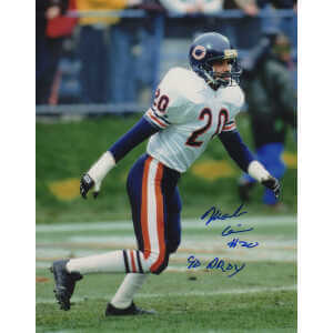 Mark Carrier Signed Chicago Bears White Jersey Action 8x10 Photo w/90 DROY