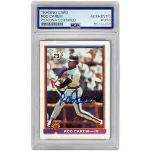 Rod Carew Signed Angels 1991 Bowman Baseball Card #4 &ndash; (PSA Encapsulated)