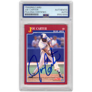 Joe Carter Signed Blue Jays Baseball Trading Card (Various) – (PSA Encapsulated)