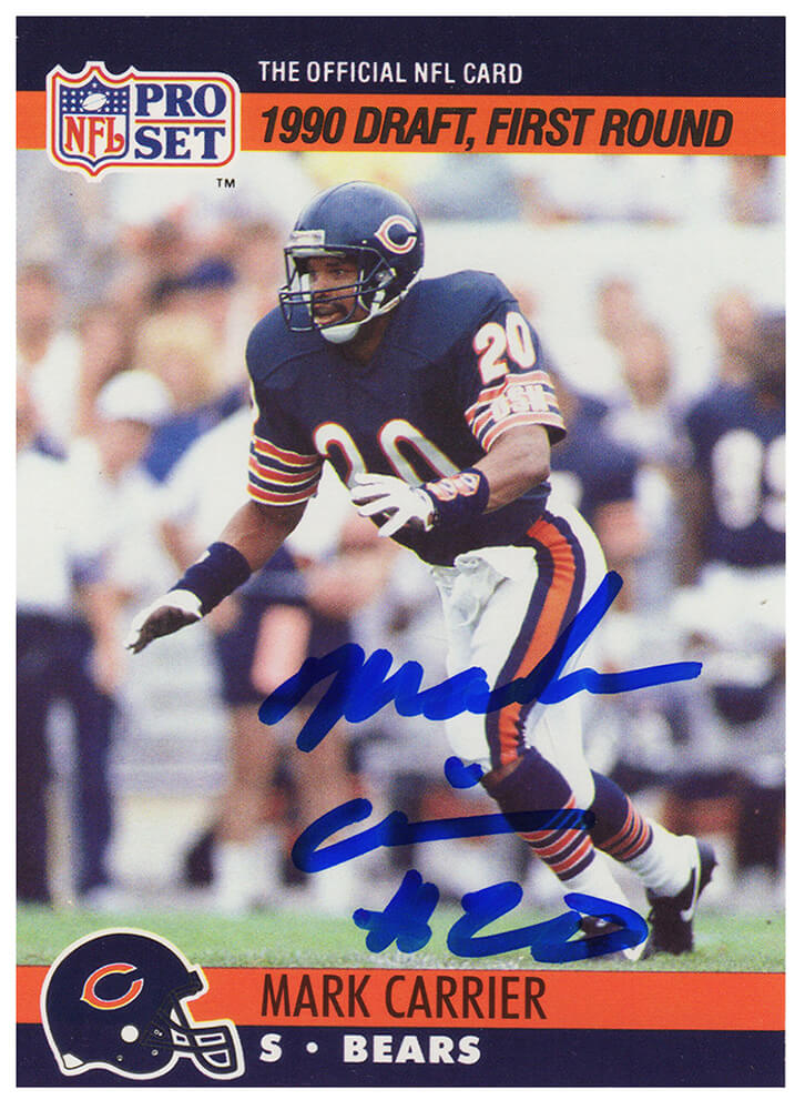 Mark Carrier Signed Chicago Bears 1990 Pro Set Rookie Football Trading Card  #674 – Schwartz Sports Memorabilia