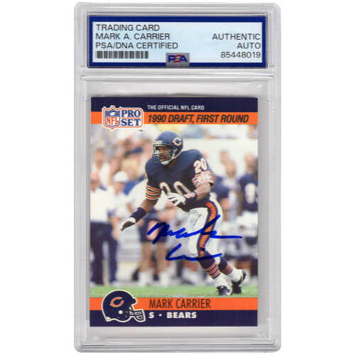 Mark Carrier Signed Bears 1990 Pro Set Rookie Football Card #674 - (PSA Encapsulated)
