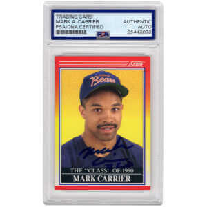 Mark Carrier Signed Bears 1990 Score Rookie Football Card #614 - (PSA Encapsulated)