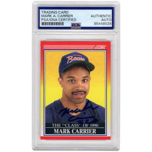 Mark Carrier Signed Bears 1990 Score Rookie Football Card #614 - (PSA Encapsulated)