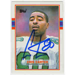 Cris Carter Signed Philadelphia Eagles 1989 Topps Football Rookie Card #121