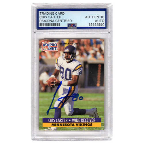 Cris Carter Signed Minnesota Vikings 1991 Pro Set Football Trading Card #834 - (PSA Encapsulated)