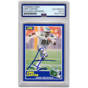 Cris Carter Signed Eagles 1989 Score Football Rookie Trading Card #73 (PSA Encapsulated)