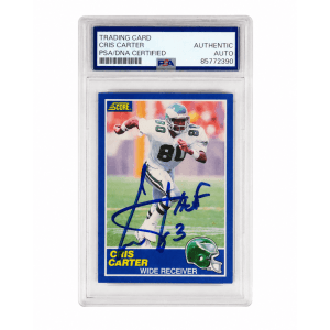 Cris Carter Signed 1989 Score Football Rookie Card #72 w/HOF'13 - (PSA Encapsulated)