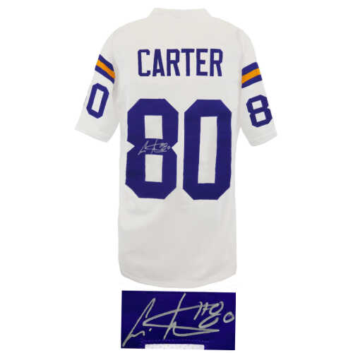 Cris Carter Signed White Throwback Custom Football Jersey - Image 2