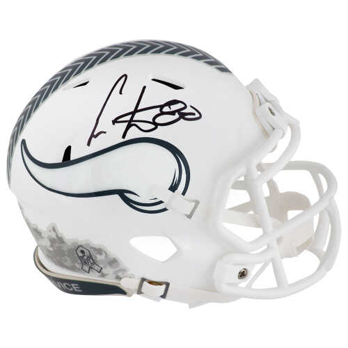 Cris Carter Signed Minnesota Vikings 2024 SALUTE White Riddell Speed Mini Helmet