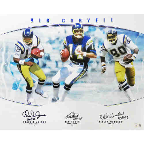 Dan Fouts, Charlie Joiner & Kellen Winslow Signed Chargers Multi Image 16x20 Photo w/HOF Years