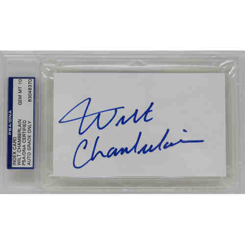 Wilt Chamberlain Signed 3x5 White Index Card (PSA Encapsulated -  Autographed Grade 10)