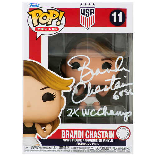 Brandi Chastain Signed USA Women's Soccer Funko Pop Doll #11 w/2x WC Champs