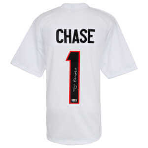 Ja'Marr Chase Signed White Custom Football Jersey